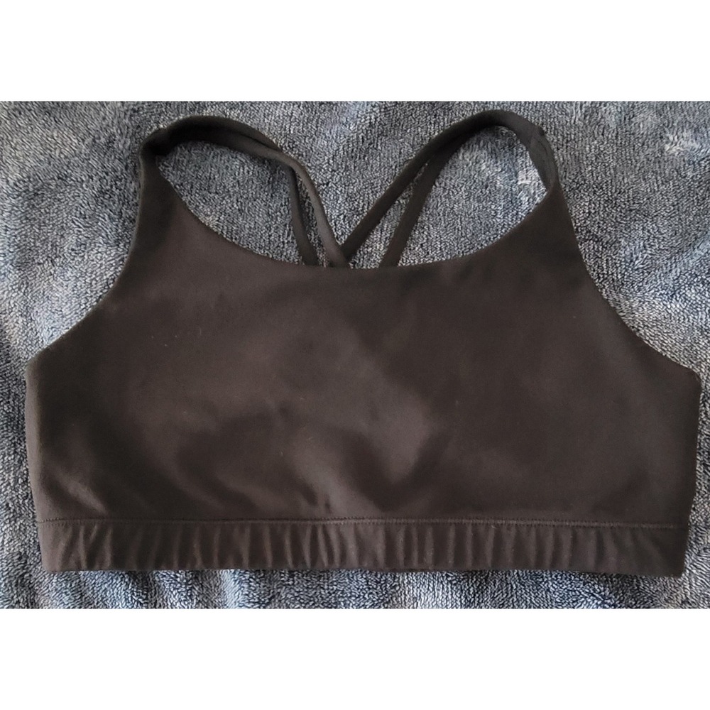 Athleta Girl Sports Bra XL 14 Black Sleeveless Scoop Neck Athletic Top